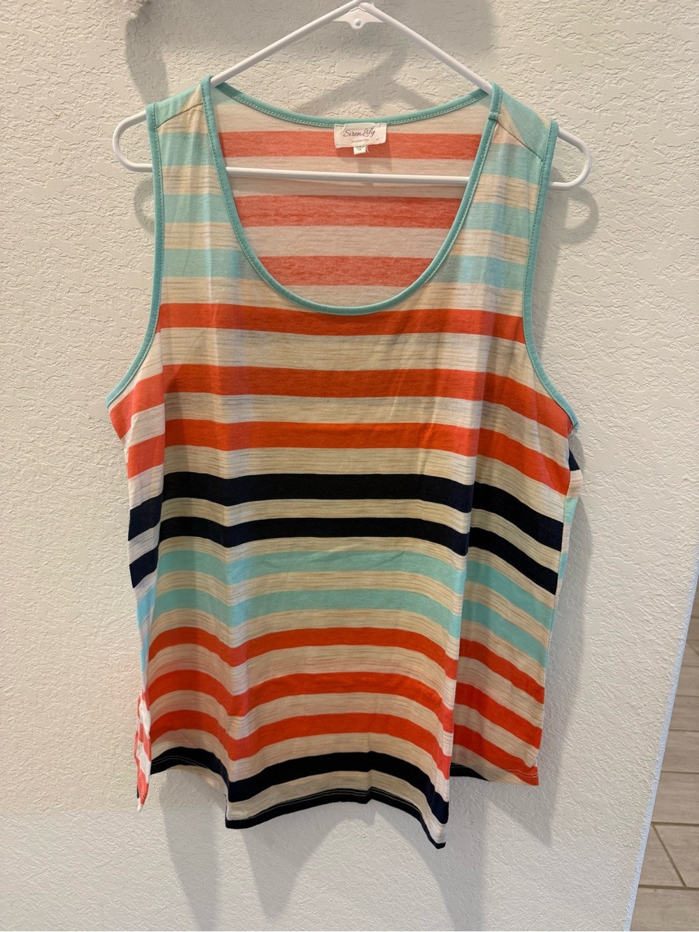 Siren Lily Striped Tank Top in Coral, Aqua, Navy & Cream